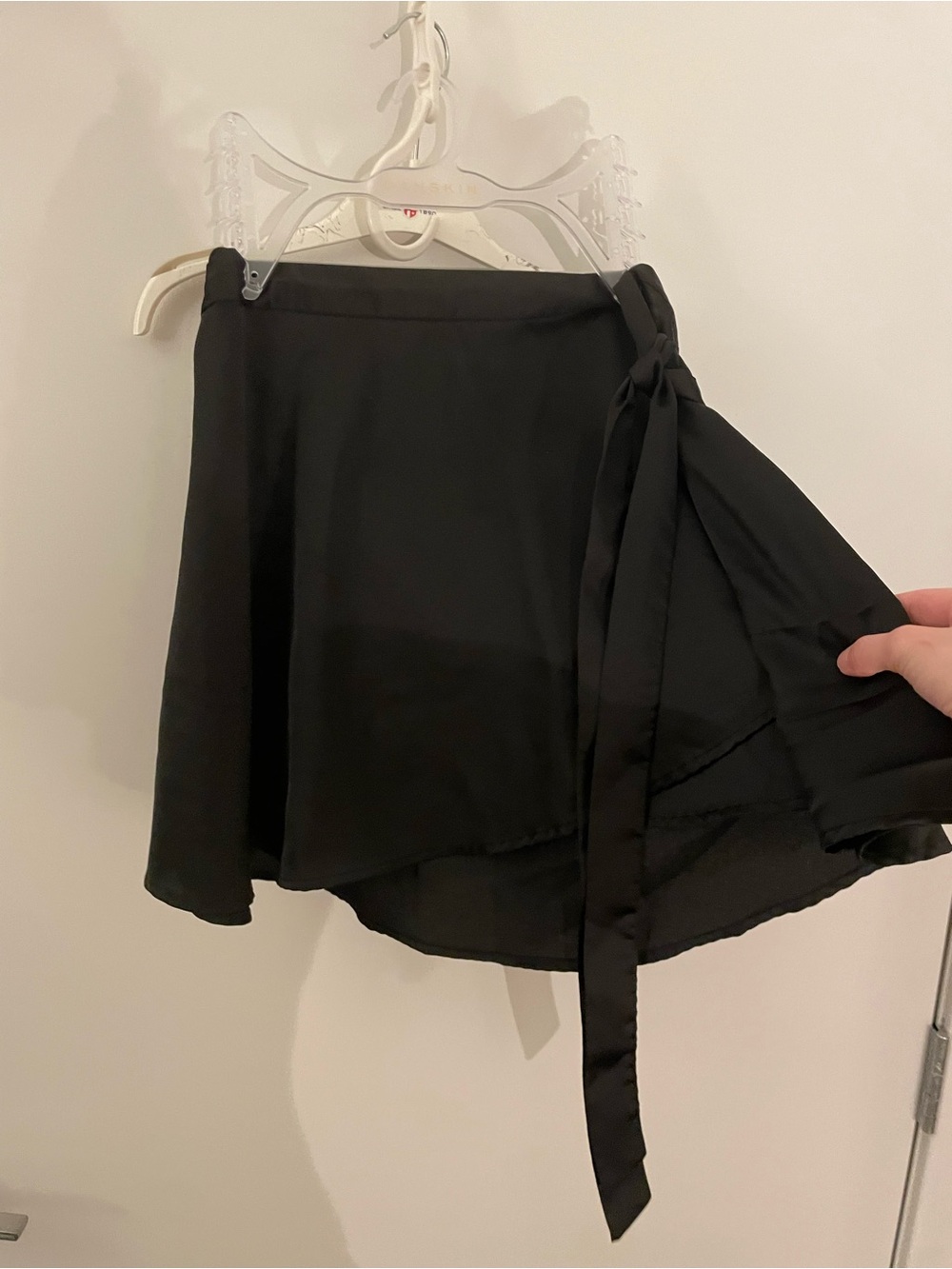 Black Wrap Mini Satin Skirt - Women's Skirt